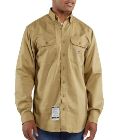 Carhartt Men's Flame Resistant Button Down Collar Twill Pocket Flaps Shirt 6 Carhartt Men's Flame Resistant Button Down Collar Twill Pocket Flaps Shirt -Helly Hansen shop 13073 FRS160KHI PROD 1 KHAKI