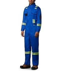 Firewall Men's Flame Resistant Striped Coveralls - Royal Blue