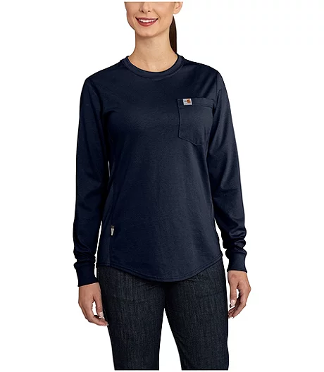 Carhartt Women's Flame Resistant Long Sleeve Crewneck Cotton Work T Shirt 3 Carhartt Women's Flame Resistant Long Sleeve Crewneck Cotton Work T Shirt