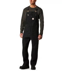 Carhartt Men's R01 Heavyweight Cotton Duck Bib Overalls - Black