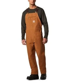 Men's R01 Heavyweight Cotton Duck Bib Overalls - Carhartt Brown -Helly Hansen shop 241077 102776 211 PROD 1 CARBRN