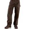 Carhartt Men's Washed Duck Loose Fit Double Front Mid Rise Dungaree Work Pants - Dark Brown -Helly Hansen shop 29313 B136DKB PROD 1 DKBRWN