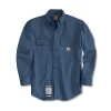 Carhartt Men's Flame Resistent Button Down Twill Shirt With Chest Pockets - Navy -Helly Hansen shop 29325 FRS160DNY PROD 2 NAVY