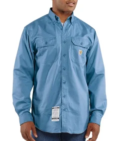 Carhartt Men's Flame Resistant Button Front Twill Shirt With Pocket Flaps -Helly Hansen shop 29326 FRS160MBL PROD 1 MDBLUE