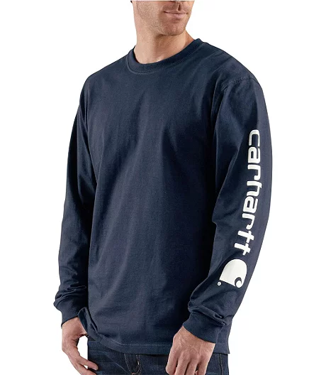 Carhartt Men's Signature Logo Loose Fit Long Sleeve Graphic T Shirt - Navy 3 Carhartt Men's Signature Logo Loose Fit Long Sleeve Graphic T Shirt - Navy