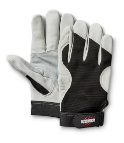 Aggressor Men's Cowhide Double Palm Reinforced Thumb Work Gloves - White Black