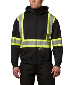 Pioneer Men's CSA Z462 & Z96 Flame Resistance Hi Vis Heavyweight Safety Hoodie - Black