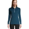 Windriver Women's Merino Wool Blend T-Max Heat Zip Top - Teal -Helly Hansen shop 317217 6DUFWRF0 L190T PROD 1 TEAL