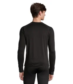 Windriver Men's T-Max Heat Light-weight Crew Neck Long Sleeve Fleece Top - Black