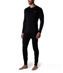 Windriver Men's T-MAX Thermal Base Layer One Piece Combo - Black