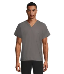 HEALTH PRO Unisex V-Neck Scrub Top -Helly Hansen shop 335021 3FLBHPUNITOPPEW PROD 1 PEWTER