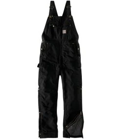 Carhartt Men's Loose Fit Firm Cotton Duck Insulated Bib Overalls - Black