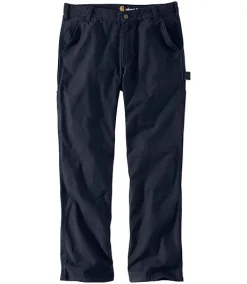 Carhartt Men's Rugged Flex Relaxed Fit Heavyweight Cotton Duck Dungaree Work Pants - Navy