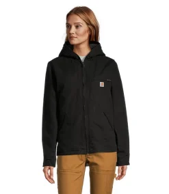 Carhartt Women's Black Washed Cotton Duck Sherpa Lined Jacket