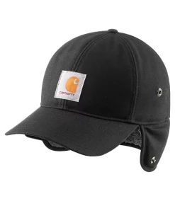 Carhartt Men's Rain Defender Canvas Earflap Cap - Black -Helly Hansen shop 346613 104880 N04 PROD 3 BLACK