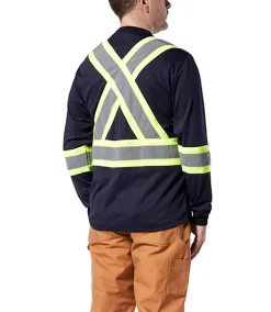 Viking Men's Safety Hi-Vis Cotton Lined Long-Sleeve Shirt -Helly Hansen shop 35226 6015 PROD 2 NAVY