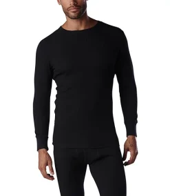 Windriver Men's Thermal Stretch Freshtech Long Sleeve Waffle Top - Black
