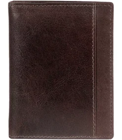 Mancini Leather Goods Men's Casablanca RFID Secure Vertical Wing Wallet Brown - ONLINE ONLY