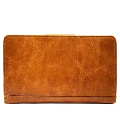 Mancini Leather Goods Women's Casablanca RFID Secure Medium Clutch Wallet Cognac - ONLINE ONLY