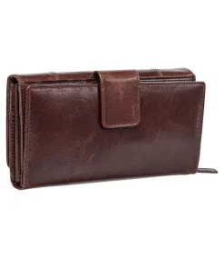 Mancini Leather Goods Women's Casablanca RFID Secure Medium Clutch Wallet Brown - ONLINE ONLY