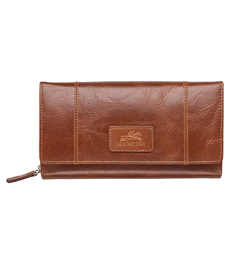 Mancini Leather Goods Women's Casablanca RFID Secure Medium Clutch Wallet Cognac - ONLINE ONLY 5 Mancini Leather Goods Women's Casablanca RFID Secure Medium Clutch Wallet Cognac - ONLINE ONLY - Image 3