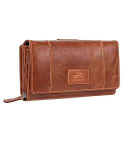 Mancini Leather Goods Women's Casablanca RFID Secure Medium Clutch Wallet Cognac - ONLINE ONLY