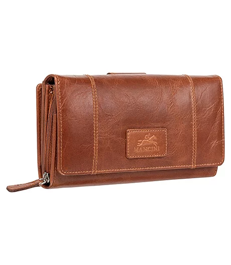 Mancini Leather Goods Women's Casablanca RFID Secure Medium Clutch Wallet Cognac - ONLINE ONLY 3 Mancini Leather Goods Women's Casablanca RFID Secure Medium Clutch Wallet Cognac - ONLINE ONLY
