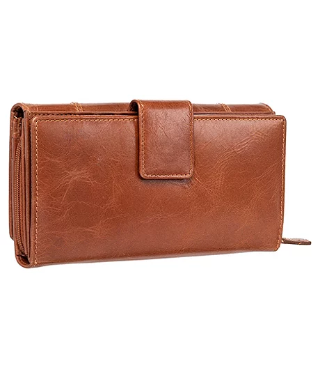 Mancini Leather Goods Women's Casablanca RFID Secure Medium Clutch Wallet Cognac - ONLINE ONLY 6 Mancini Leather Goods Women's Casablanca RFID Secure Medium Clutch Wallet Cognac - ONLINE ONLY - Image 4