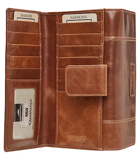 Mancini Leather Goods Women's Casablanca RFID Secure Medium Clutch Wallet Cognac - ONLINE ONLY 4 Mancini Leather Goods Women's Casablanca RFID Secure Medium Clutch Wallet Cognac - ONLINE ONLY - Image 2