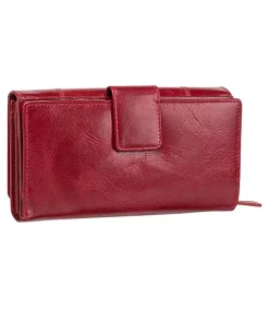 Mancini Leather Goods Women's Casablanca RFID Secure Medium Clutch Wallet Red - ONLINE ONLY