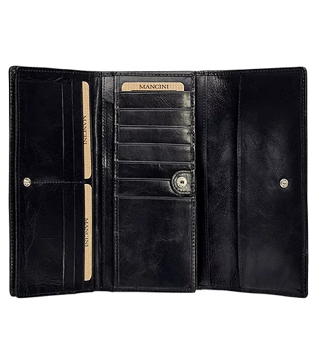 Mancini Leather Goods Women's Casablanca RFID Secure Trifold Wallet Black - ONLINE ONLY 4 Mancini Leather Goods Women's Casablanca RFID Secure Trifold Wallet Black - ONLINE ONLY - Image 2