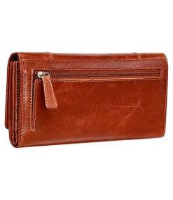 Mancini Leather Goods Women's Casablanca RFID Secure Trifold Wallet Cognac - ONLINE ONLY