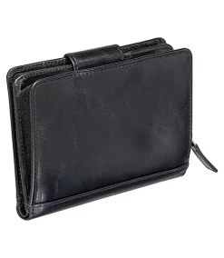 Mancini Leather Goods Women's Casablanca RFID Secure Medium Clutch Wallet Black - ONLINE ONLY