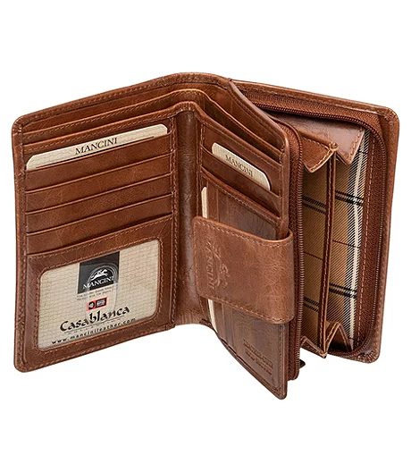 Mancini Leather Goods Women's Casablanca RFID Secure Medium Clutch Wallet Cognac - ONLINE ONLY 5 Mancini Leather Goods Women's Casablanca RFID Secure Medium Clutch Wallet Cognac - ONLINE ONLY - Image 3