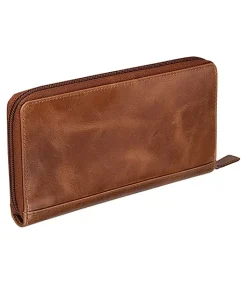 Mancini Leather Goods Women's Casablanca RFID Secure Clutch Wallet Cognac - ONLINE ONLY