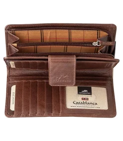 Mancini Leather Goods Women's Casablanca RFID Secure Clutch Wallet Brown - ONLINE ONLY