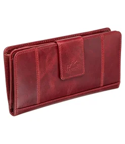 Mancini Leather Goods Women's Casablanca RFID Secure Clutch Wallet Red - ONLINE ONLY