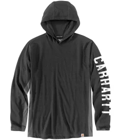 Carhartt Men's Force Midweight Long Sleeve Logo Hooded Work T Shirt