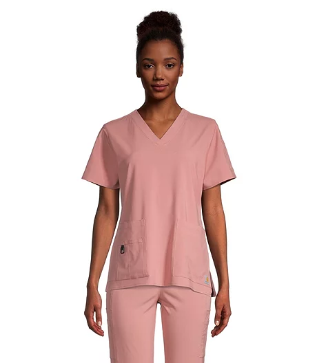 Carhartt Women's V Neck Short Sleeve Force Cross Flex Scrub Top 4 Carhartt Women's V Neck Short Sleeve Force Cross Flex Scrub Top - Image 2