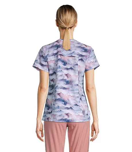 Carhartt Women's V Neck Short Sleeve Tuck In Print Scrub Top 4 Carhartt Women's V Neck Short Sleeve Tuck In Print Scrub Top - Image 2