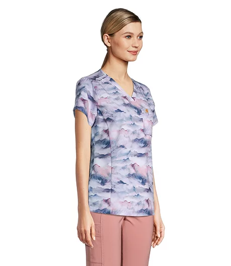 Carhartt Women's V Neck Short Sleeve Tuck In Print Scrub Top 5 Carhartt Women's V Neck Short Sleeve Tuck In Print Scrub Top - Image 3