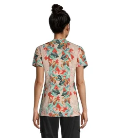 HEALTH PRO Women's Curved V Neck Short Sleeve Scrub Top -Helly Hansen shop 388420 3FLBHPF22CALIEF PROD 2 MULTI