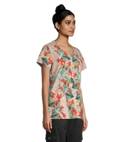 HEALTH PRO Women's Curved V Neck Short Sleeve Scrub Top