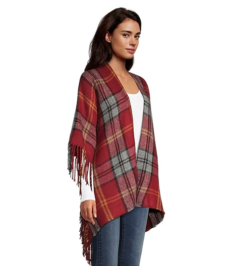 Windriver Women's Heritage Plaid Ruana Shawl 3 Windriver Women's Heritage Plaid Ruana Shawl
