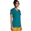 Scrubletics Women's V Neck Rouch Back Short Sleeve Printed Scrub Top -Helly Hansen shop 390317 3FLBSCF22ANJUBP PROD 3 MULTI