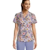 HEALTH PRO Women's Contour Side Print Scrub Top - Dew Bloom -Helly Hansen shop 403702 3FLBHPS23104DBL PROD 1 MULTI