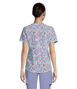 HEALTH PRO Women's Curved V-neck Print Scrub Top - Petal Peace -Helly Hansen shop 404663 3FLBHPS23782PPC PROD 2 MULTI