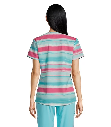 Scrubletics Women's V-Neck Print Wave Length Scrub Top 5 Scrubletics Women's V-Neck Print Wave Length Scrub Top - Image 3