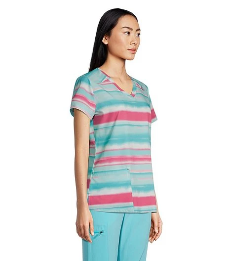 Scrubletics Women's V-Neck Print Wave Length Scrub Top 3 Scrubletics Women's V-Neck Print Wave Length Scrub Top