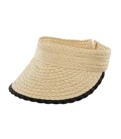 Denver Hayes Women's Straw Visor With Scallop Detail